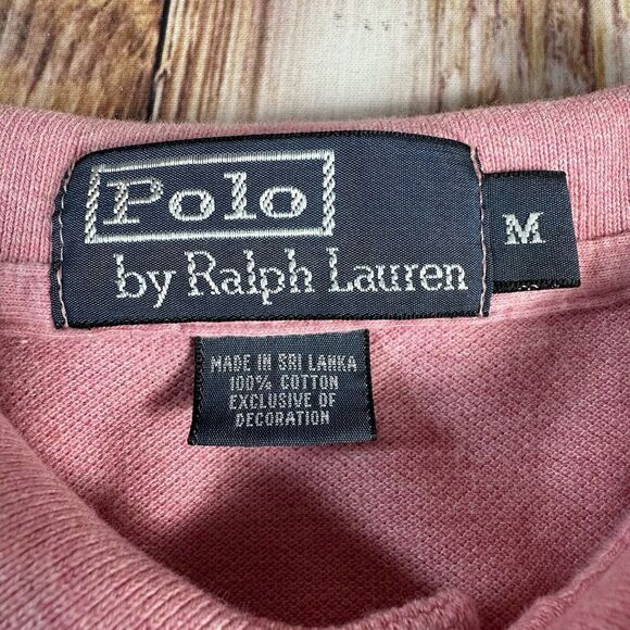 Vintage Polo Ralph Lauren Mens Size Medium Pink Short Sleeve Button Collar Shirt - Picture 6 of 7